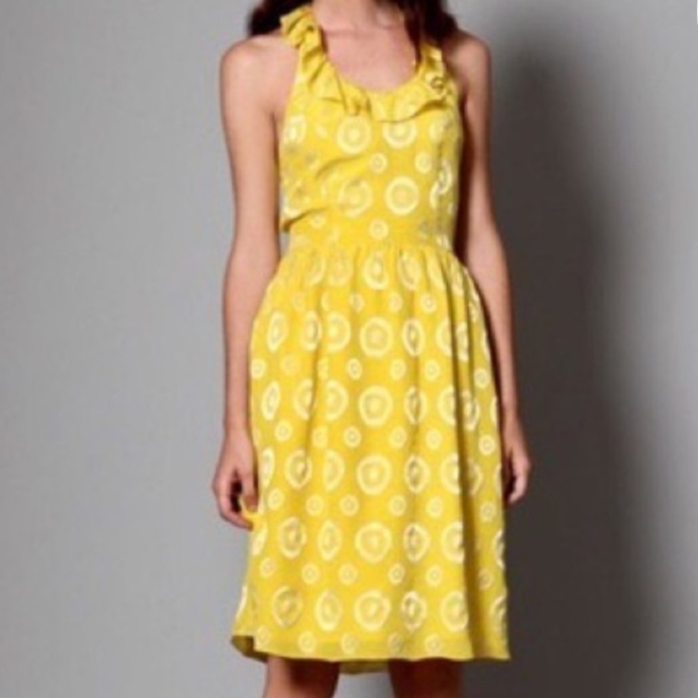 Anthropologie Lauren Moffatt Sz 4 Final Act Silk Yellow Dress • NWT!